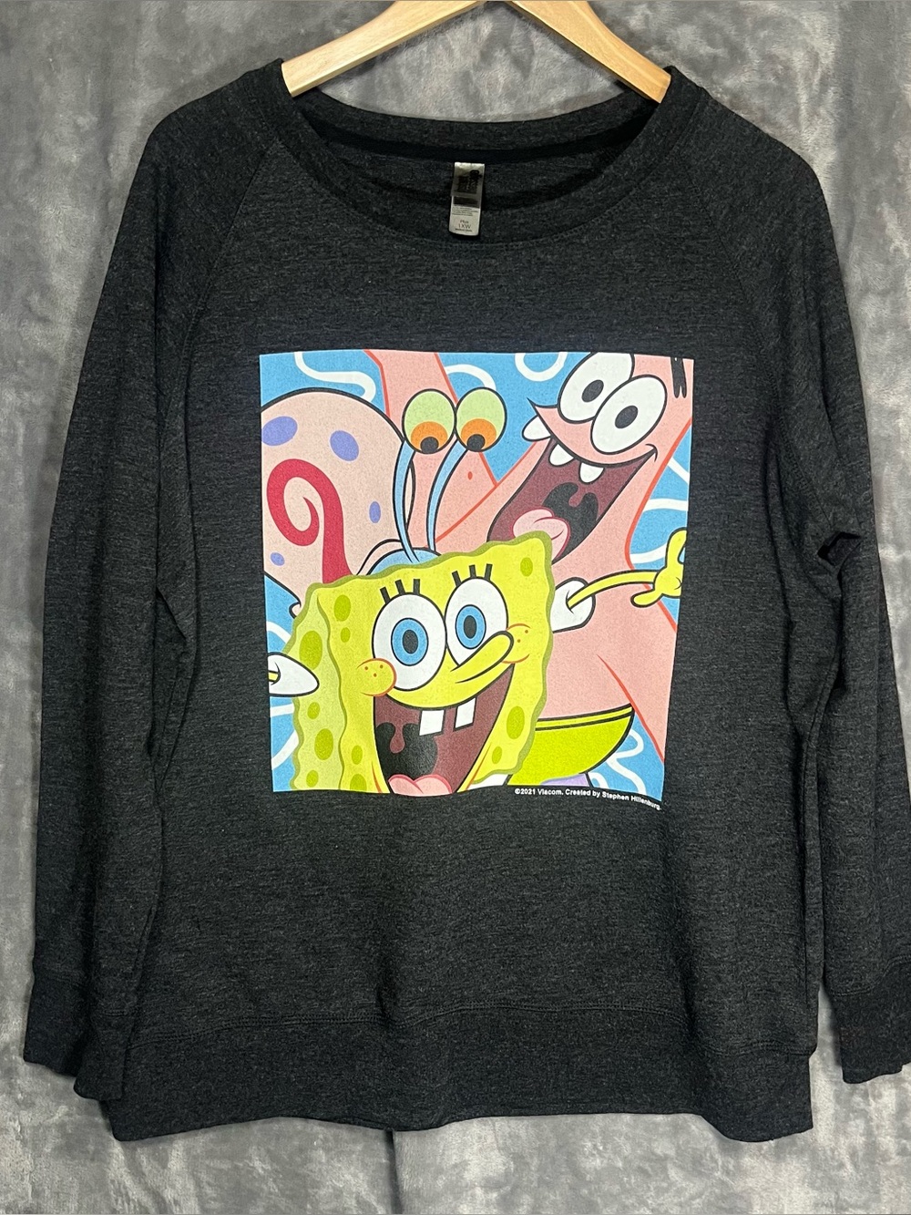 SpongeBob SquarePants Lightweight French Terry Wide Neck Pullover